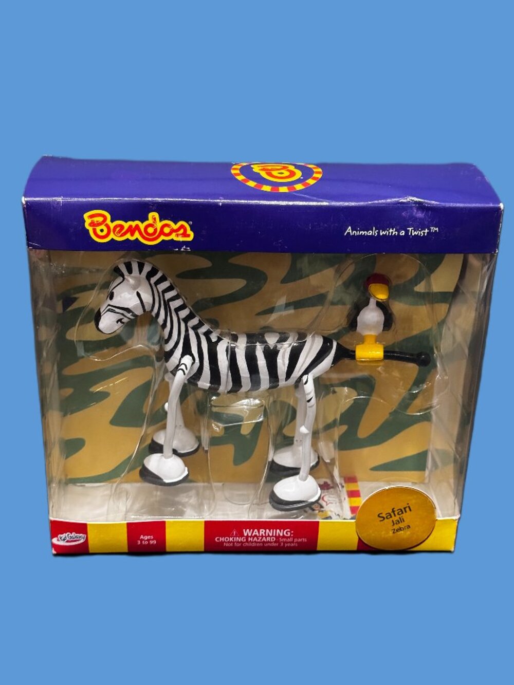 Kid Galaxy® Bendos Safari Jali Zebra Animal Action Figure, Vintage Circa 2002